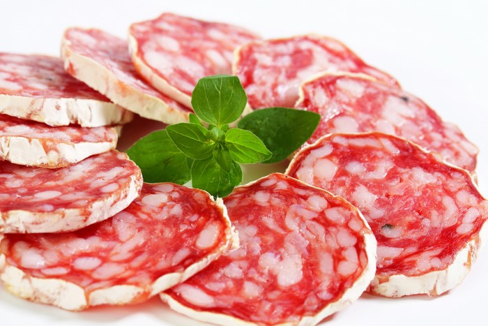 Sliced Salami with Fresh Oregano