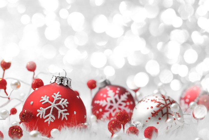 Christmas Ornaments with Snowflakes and Berries