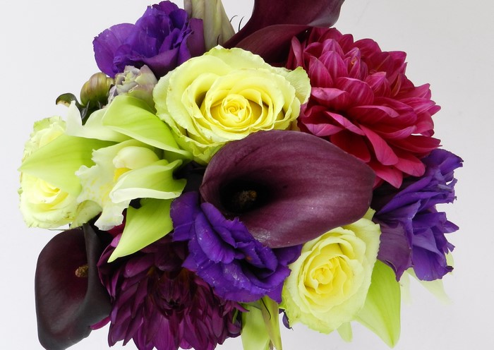 Bouquet of Roses, Callas, Eustoma, and Dahlias