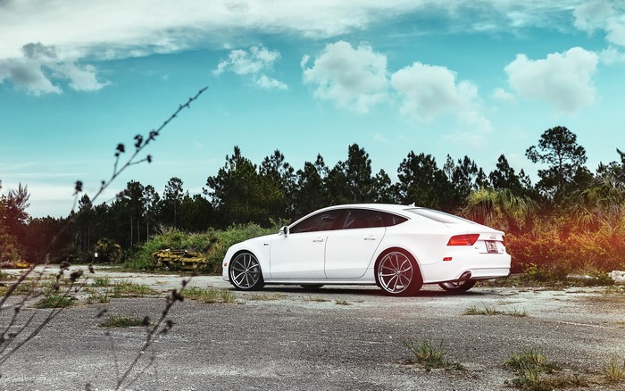White Audi A7 parked outdoors