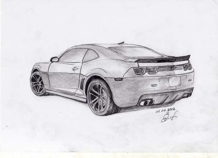 Chevrolet Camaro rear view sketch