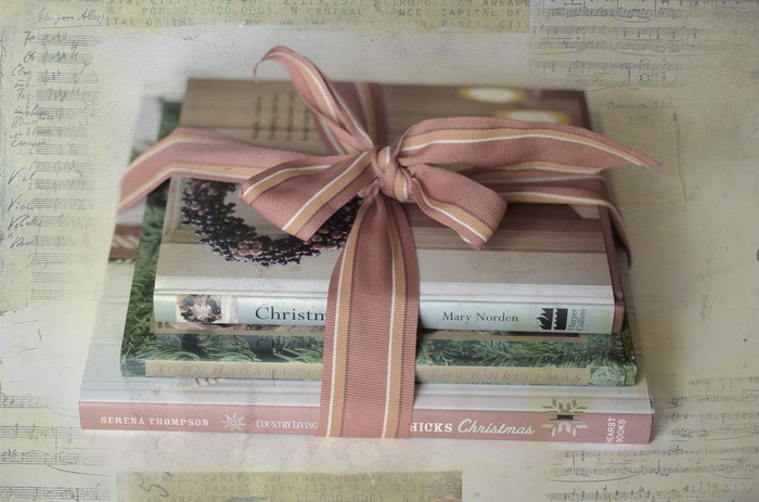 Stack of Books Tied with Ribbon