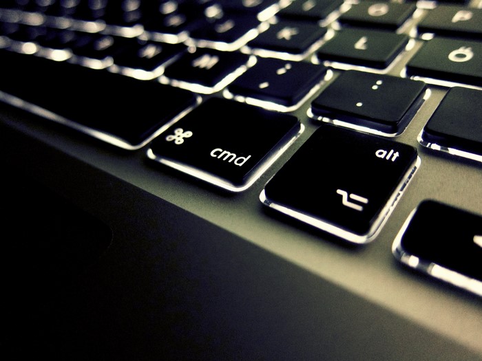 Apple laptop keyboard closeup
