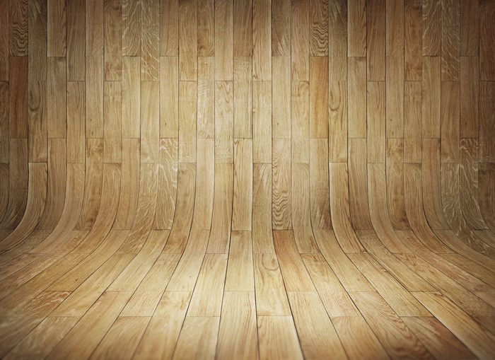 Curved wooden floor and wall texture