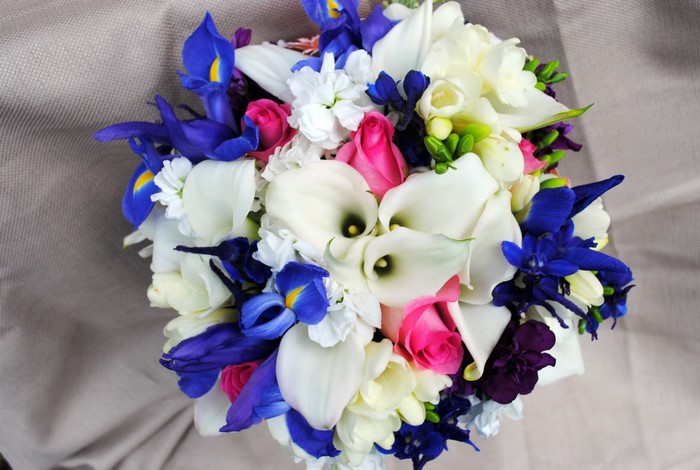 Bouquet of Roses, Callas, and Irises