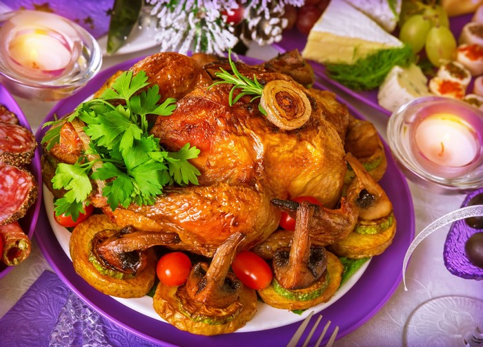 Roast Chicken with Vegetables and Candles