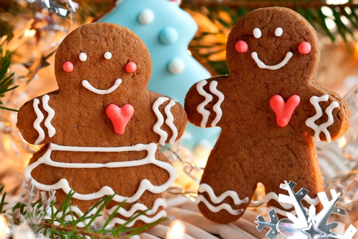 Gingerbread cookies with Christmas decorations