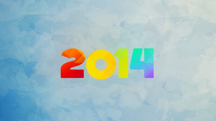 2014 colorful numbers on blue background