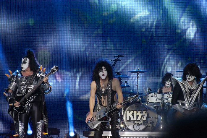 Kiss band performing live on stage