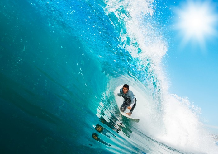 Surfer riding a wave