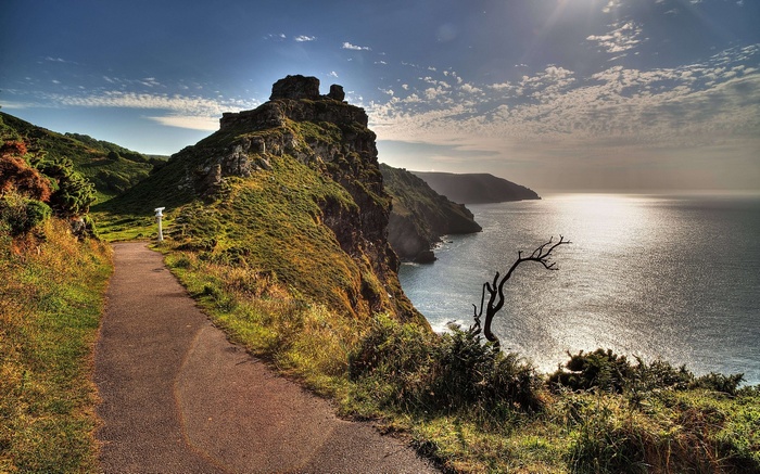 Coastal path overlooking the sea and cliffs