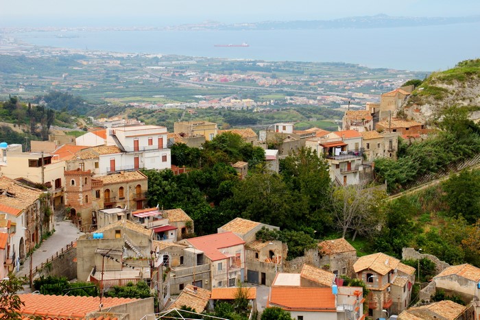 Venetico Superiore village from above, Italy