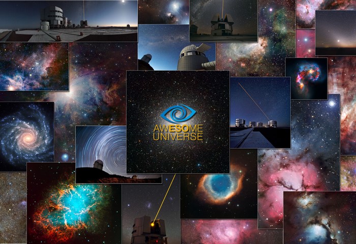 Collage of Galaxies and Observatories