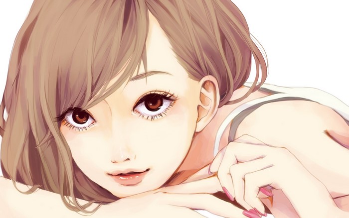 Anime girl with brown hair and eyes