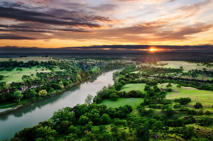 Sunset over the Sacramento River in California