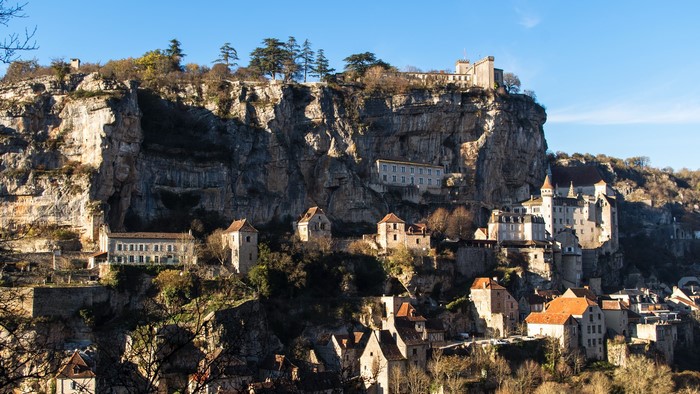 Rocamadour village built on a cliffside in France