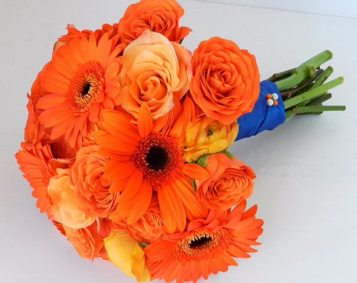Orange Roses and Gerbera Daisies Bouquet