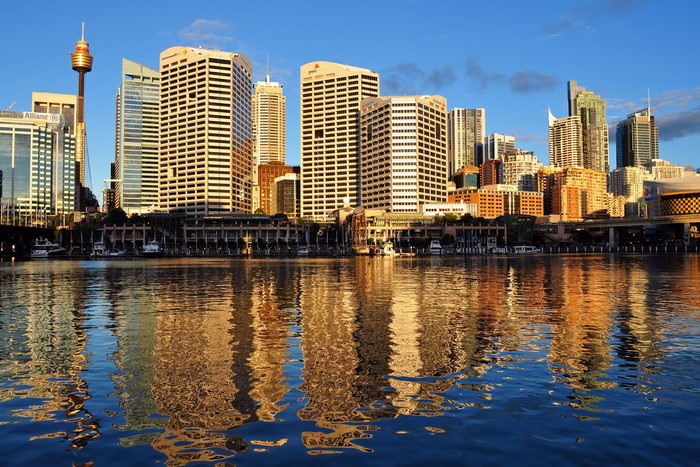 Sydney skyline with reflections in the water