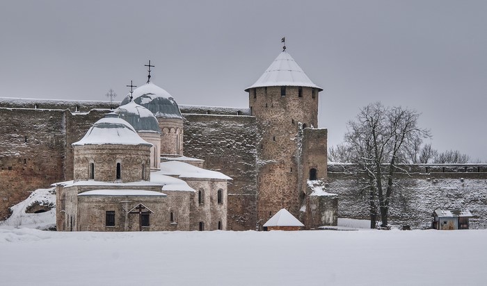 Ivangorod Fortress in winter, Russia