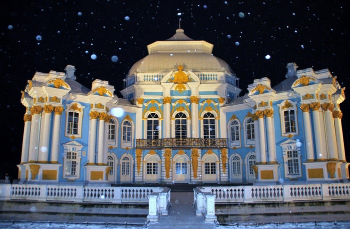 Catherine Palace at night in St. Petersburg, Russia
