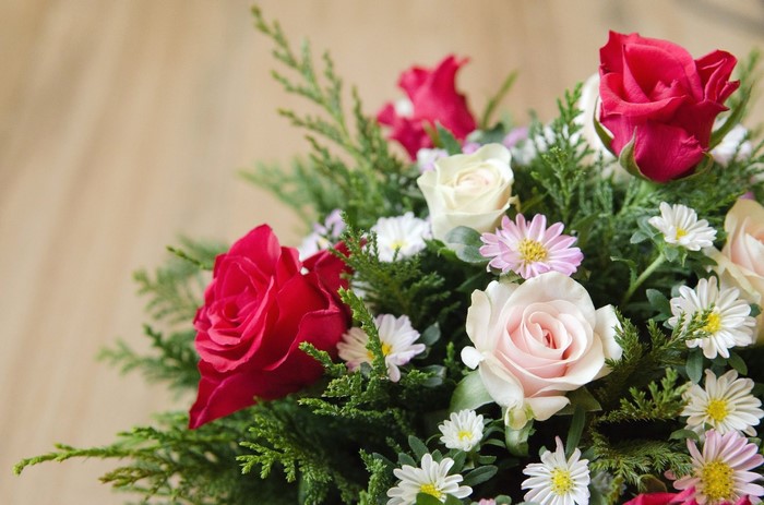 Bouquet of Roses and Chrysanthemums