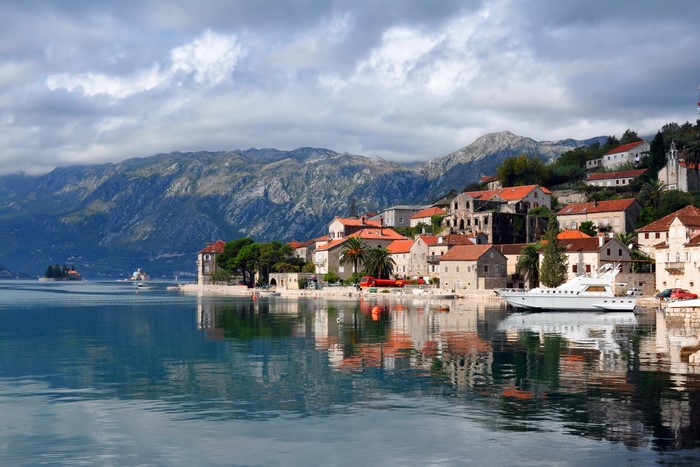 Perast, Montenegro: Coastal Town with Mountains and Sea