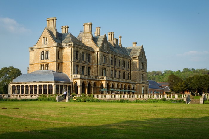 Walton Hall, Warwickshire, England, Mansion on a Lawn
