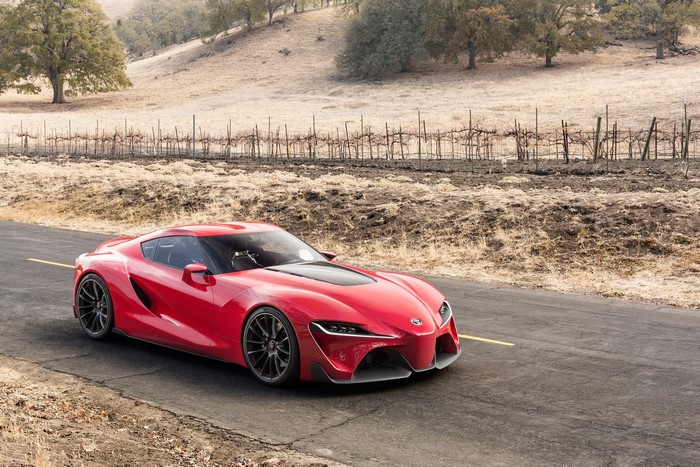 Red Toyota FT-1 Concept Car on a Road