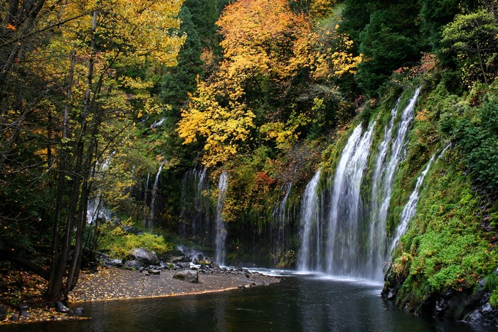 Mossbrae Falls in California during Autumn