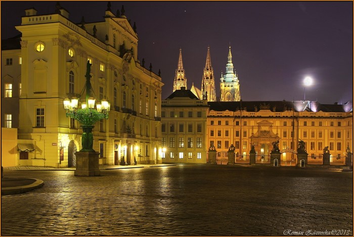 Prague Castle and Old Town Square at Night