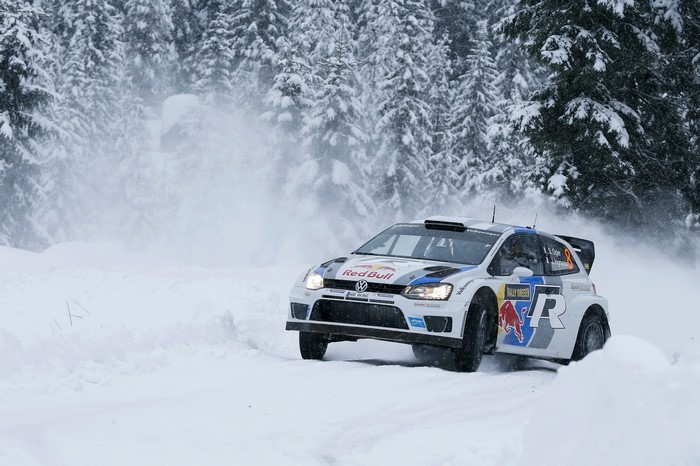 Volkswagen Polo R WRC car in snow