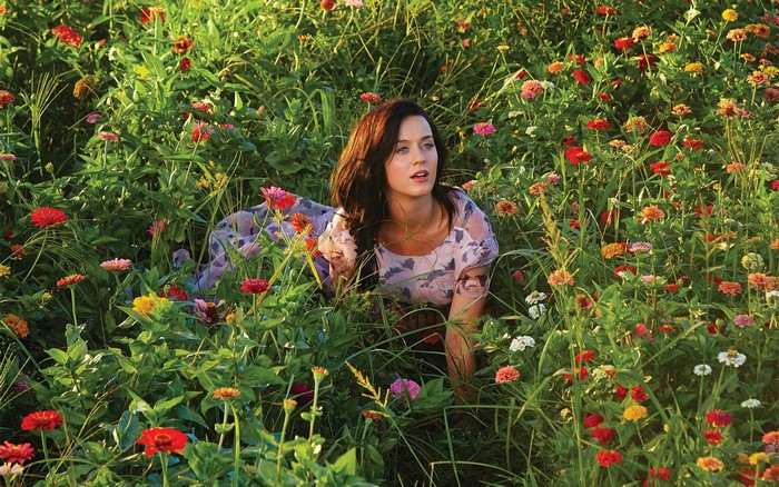 Katy Perry in a field of flowers