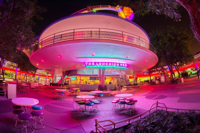 The Lunching Pad at Tomorrowland at Night