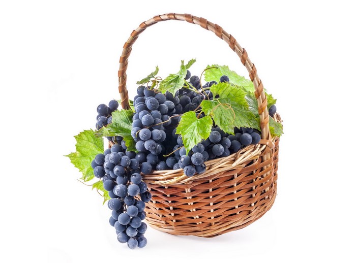Grapes in a wicker basket