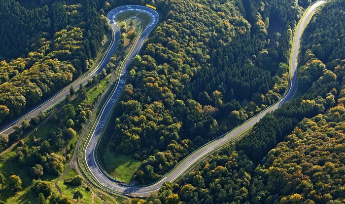 Winding road through forests in Rhineland-Palatinate, Germany