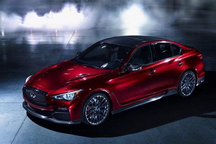 Red Infiniti Q50 Eau Rouge sedan