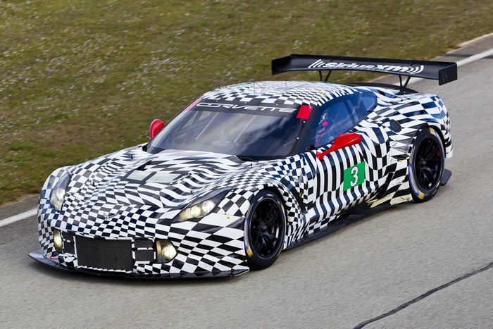 2014 Corvette C7 R race car with checkered pattern