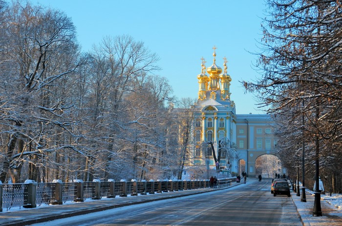 Catherine Palace in St. Petersburg, Russia during winter