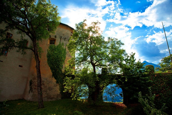 Castle in Schenna, Italy with Trees