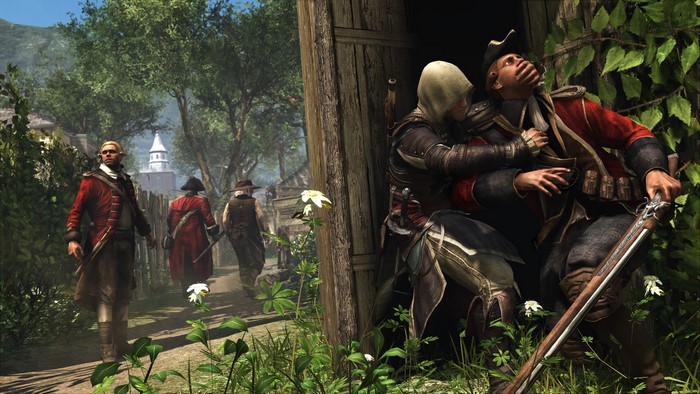 Assassin from Assassin's Creed 4 Black Flag ambushing a soldier