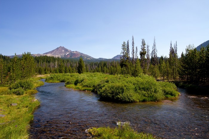 Mountain and River Landscape in USA