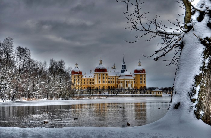 Moritzburg Castle in winter, Germany