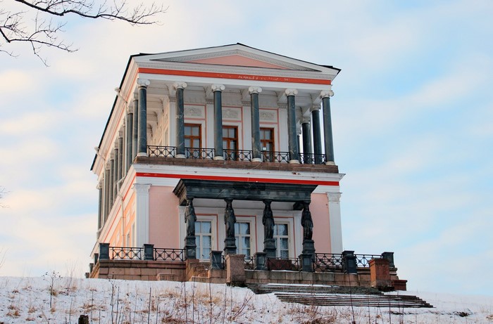 Classical building with columns in St. Petersburg, Russia