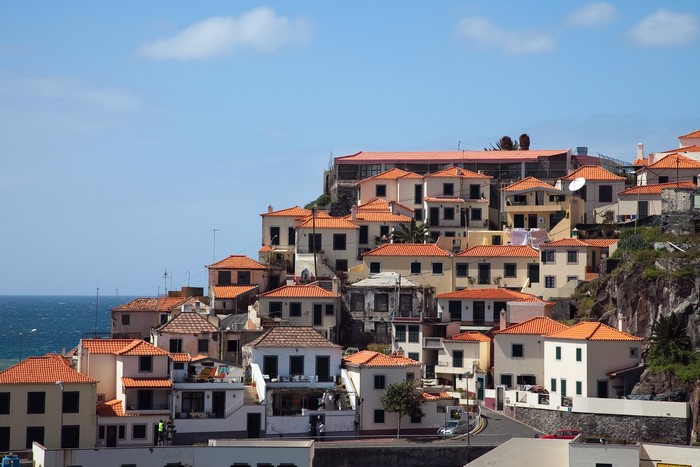 Houses on a hillside in Madeira, Portugal