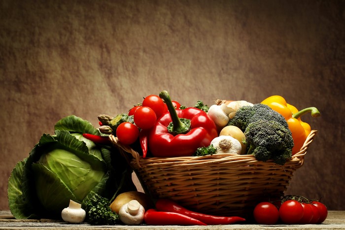 4K Vegetables in Wicker Basket