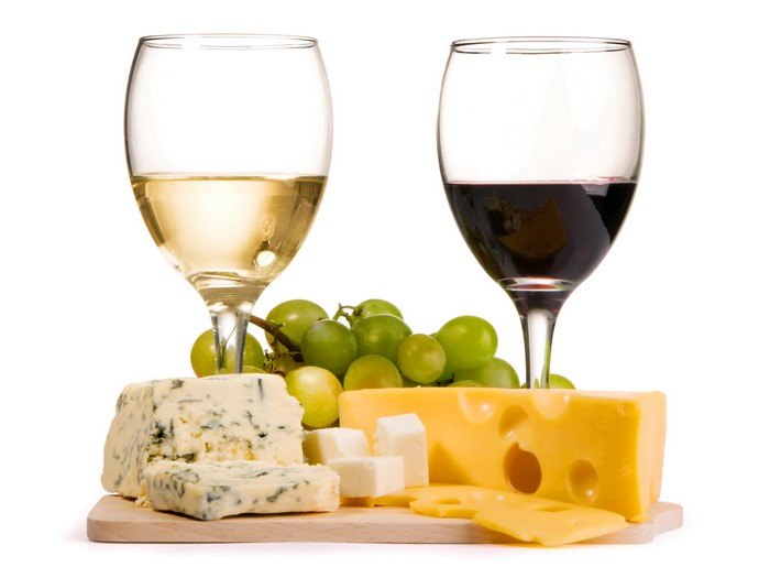 Wine, Cheese, and Grapes Still-Life