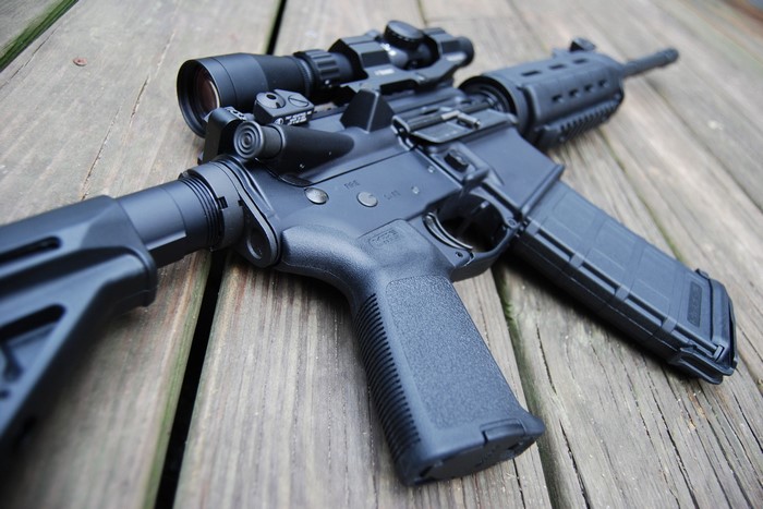 AR-15 rifle with telescopic sight