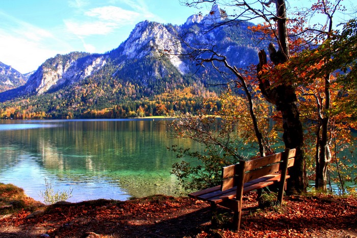 Autumn lake and mountains in Bavaria, Germany
