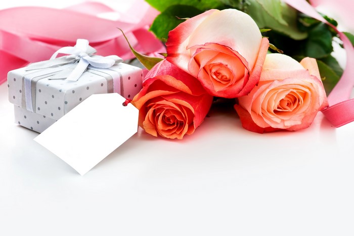 Roses and Gift Box with Tag