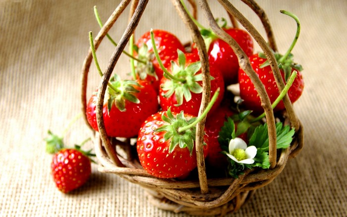 Strawberries in a wicker basket